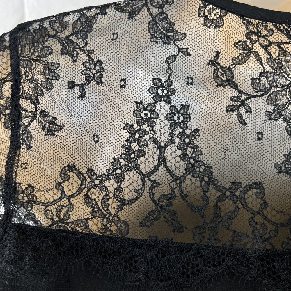 Maje Black Silk Lace Shoulder Shift Dress $295 - Picture 8 of 14